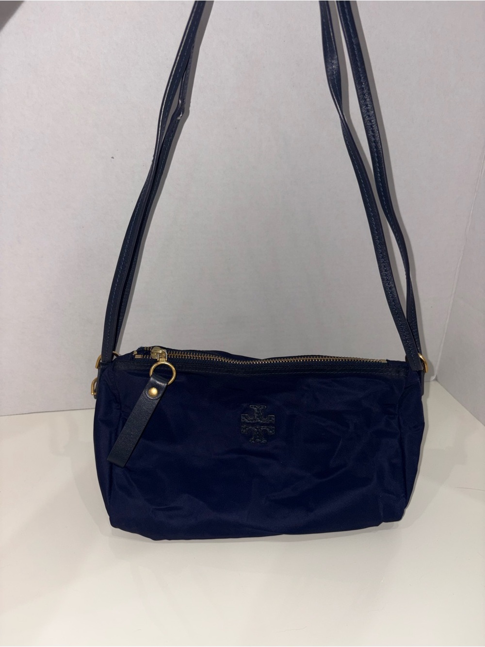 Tory Burch Navy Nylon Crossbody with Gold Hardware